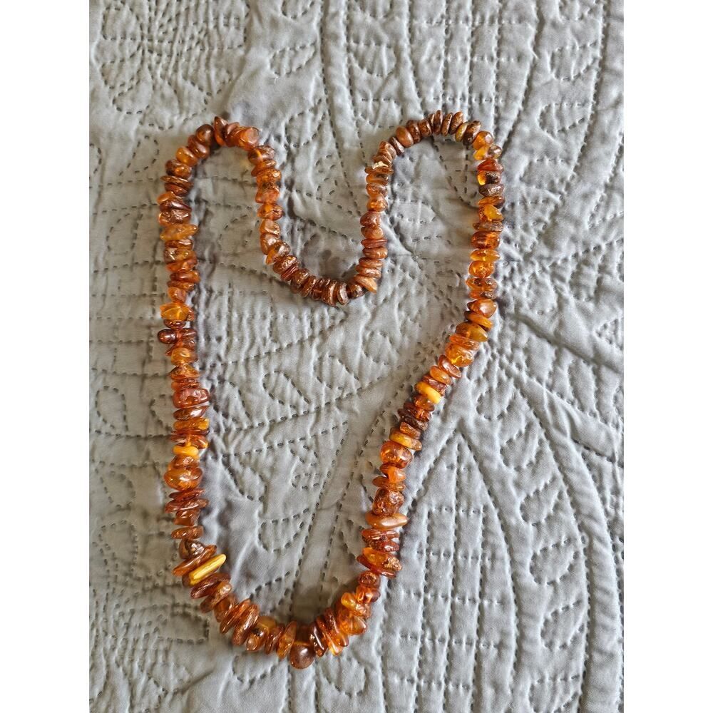 Vtg Natural Baltic Amber Necklace 54g Raw Polished Honey Cognac Chips Genuine - Picture 4 of 7
